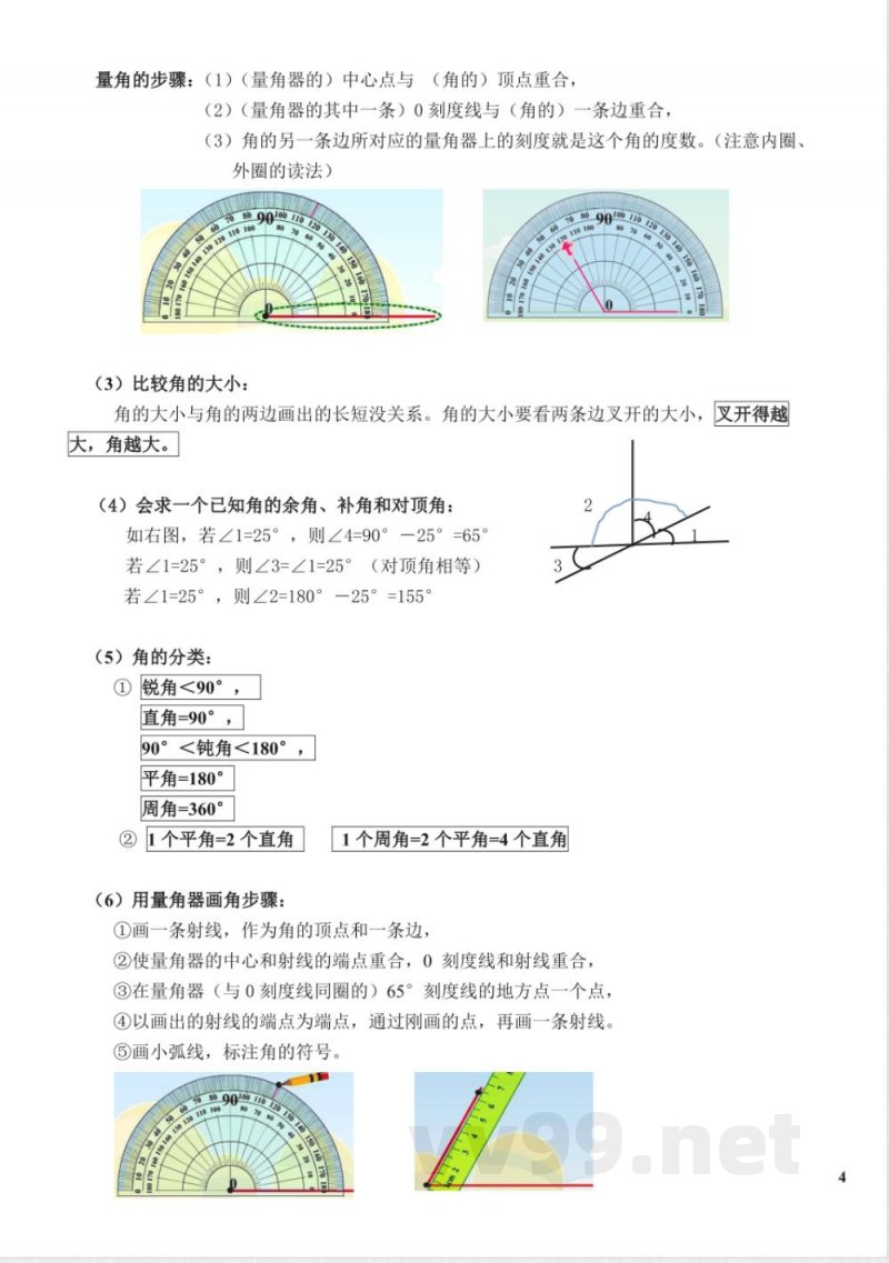人教版小学数学四年级上册各单元知识点归纳 人教版小学数学四年级上册各单元知识点归纳
