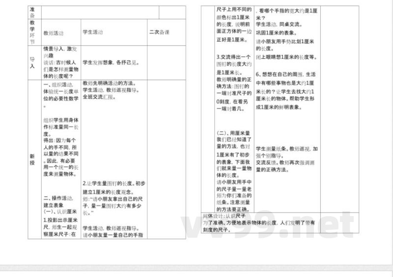 人教版二年级数学下册全册知识点教案(表格版) 人教版二年级数学下册全册知识点教案(表格版)