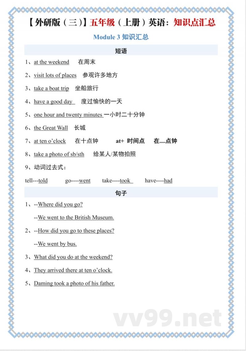 五年级(上)英语知识点汇总《外研版》 五年级(上)英语知识点汇总《外研版》