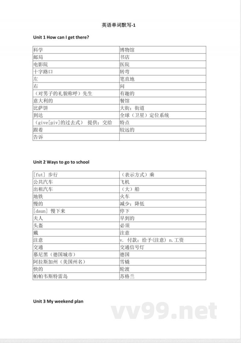 人教PEP版小学英语六年级上册单词默写