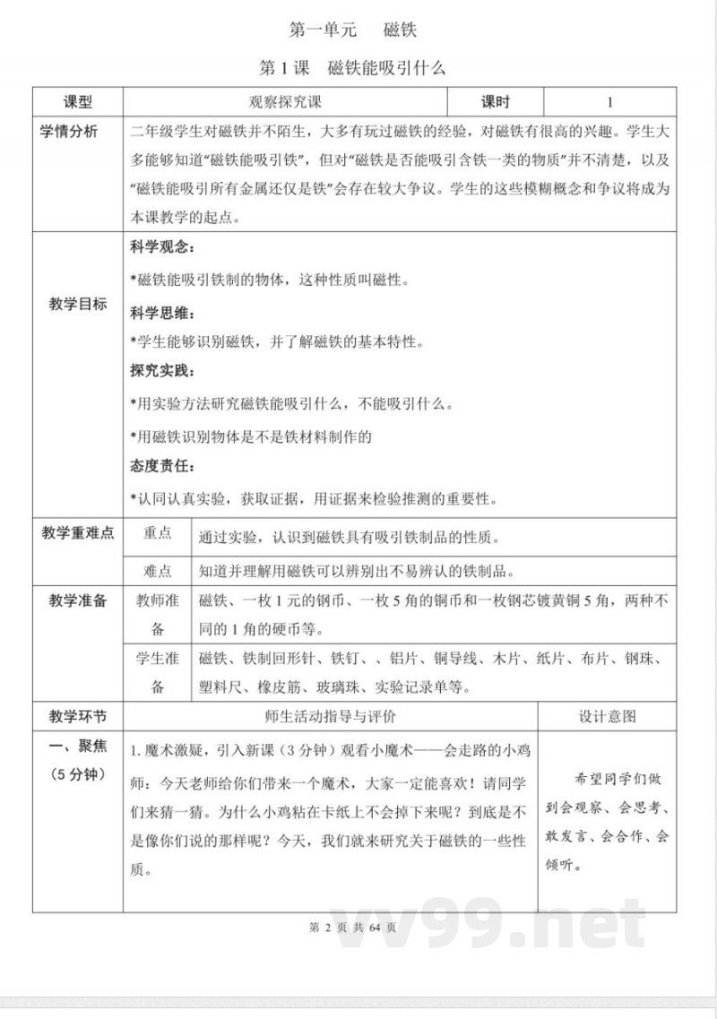 （2025春）教科版二年级科学下册全册教案