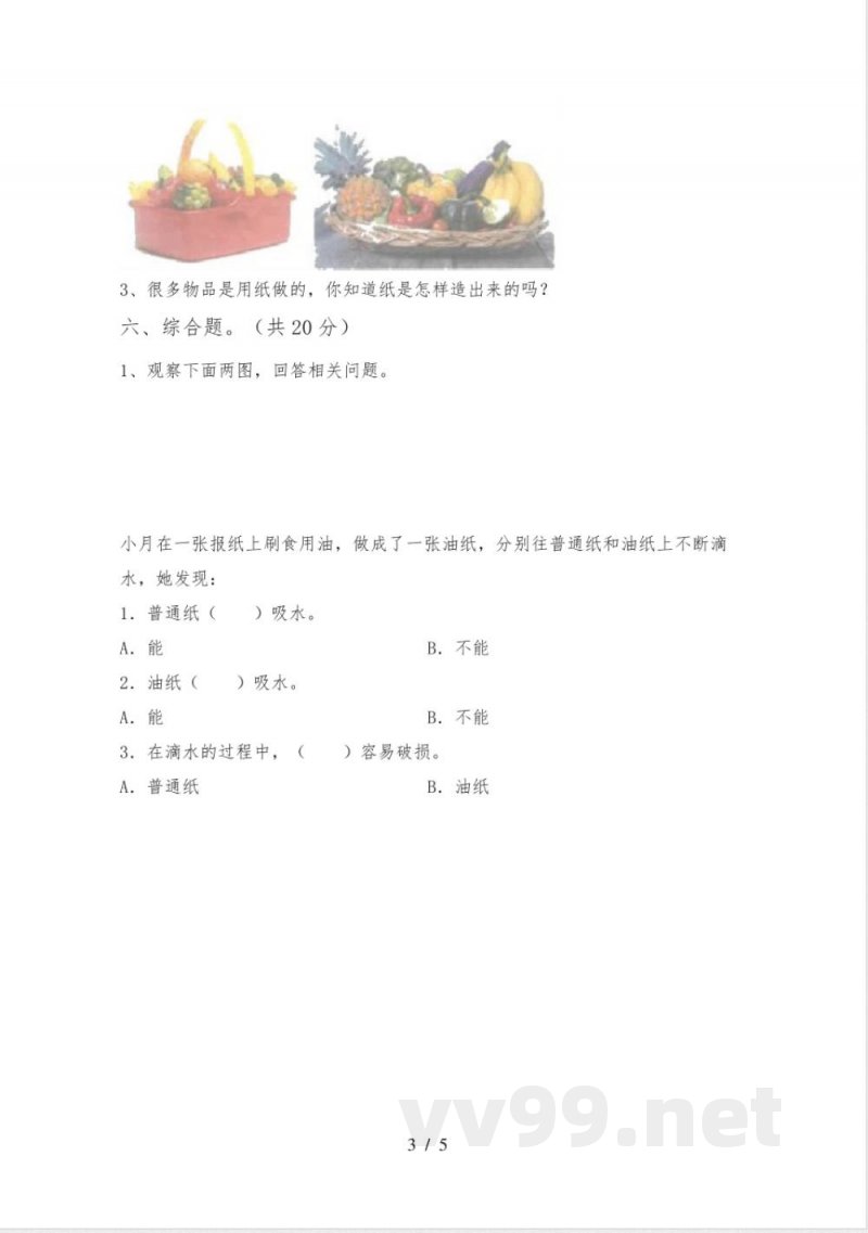 教科版二年级科学下册期中试卷及答案 教科版二年级科学下册期中试卷及答案
