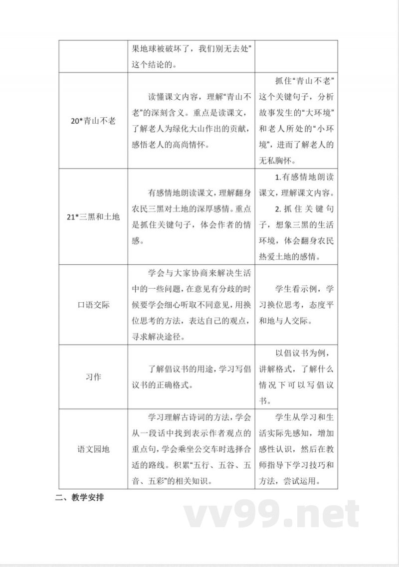 第六单元 大单元教学计划 六年级语文上册(统编版) 第六单元 大单元教学计划 六年级语文上册(统编版)
