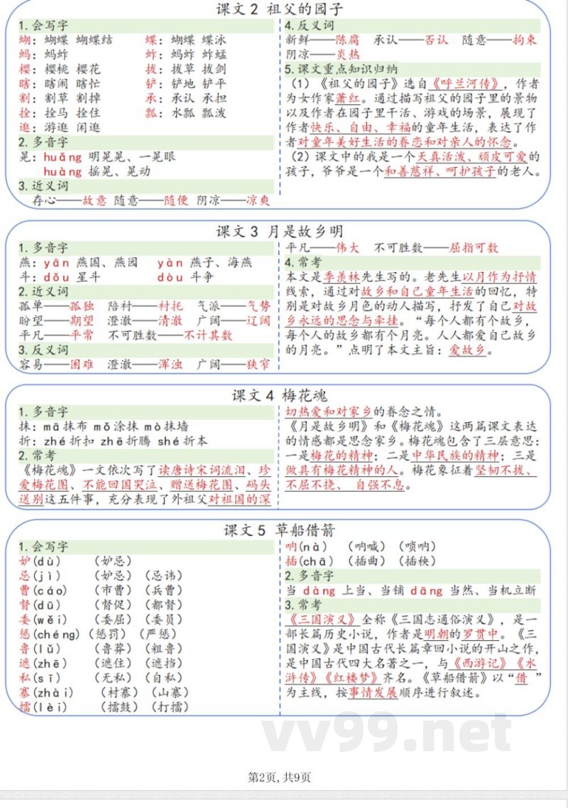 五年级下册语文知识点(裁剪版)