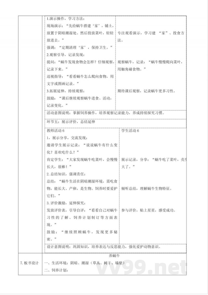 2.11《养蜗牛》教案 2025青岛版科学一年级下册