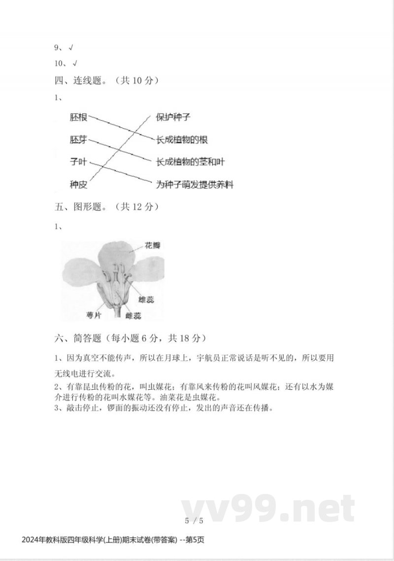 2024年教科版四年级科学(上册)期末试卷(带答案) 2024年教科版四年级科学(上册)期末试卷(带答案)