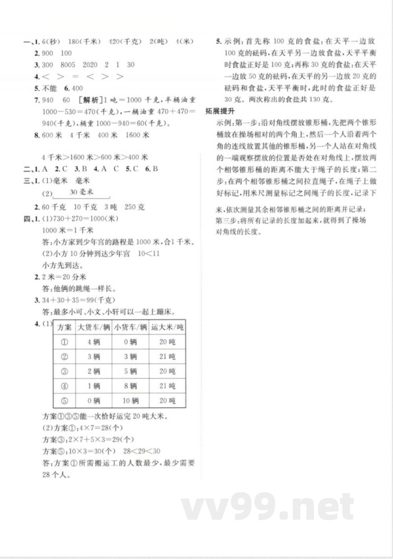 三年级上册数学人教版第三单元拔尖测试卷 三年级上册数学人教版第三单元拔尖测试卷