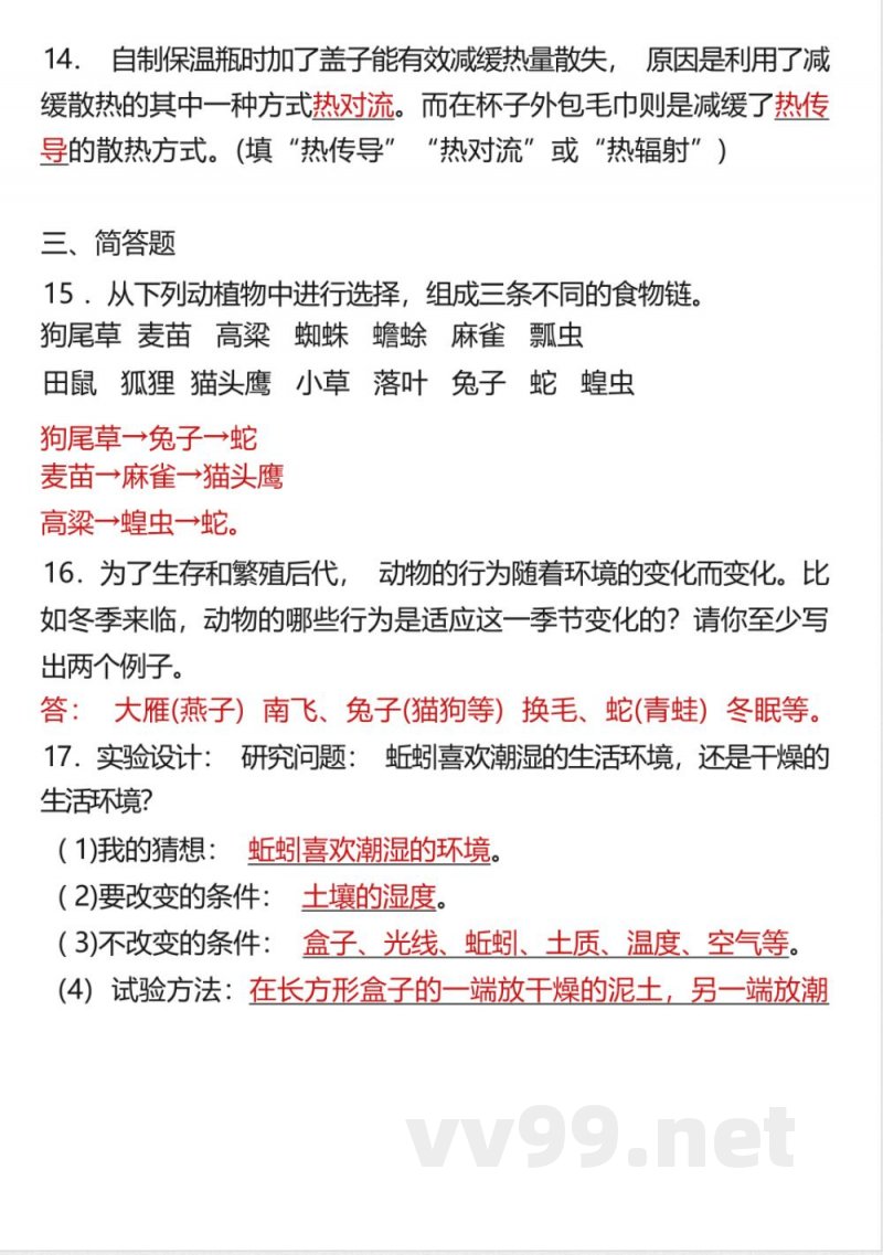 2025春新版教科版五年级科学下册期末试卷