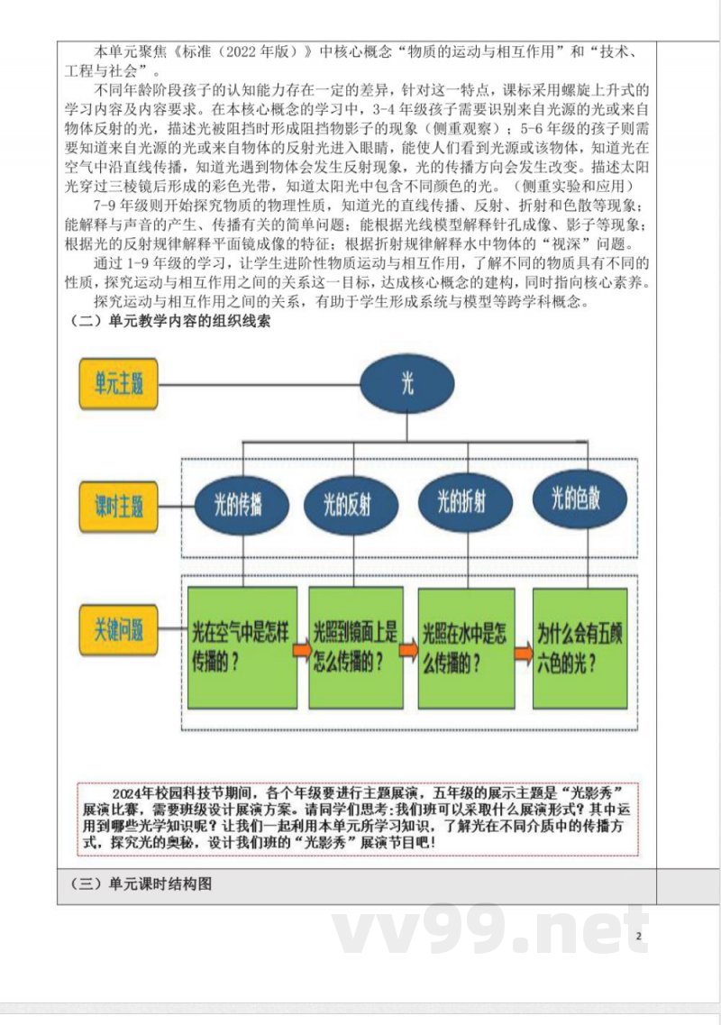 青岛版五年级科学上册第一单元光大单元教学设计 青岛版五年级科学上册第一单元光大单元教学设计