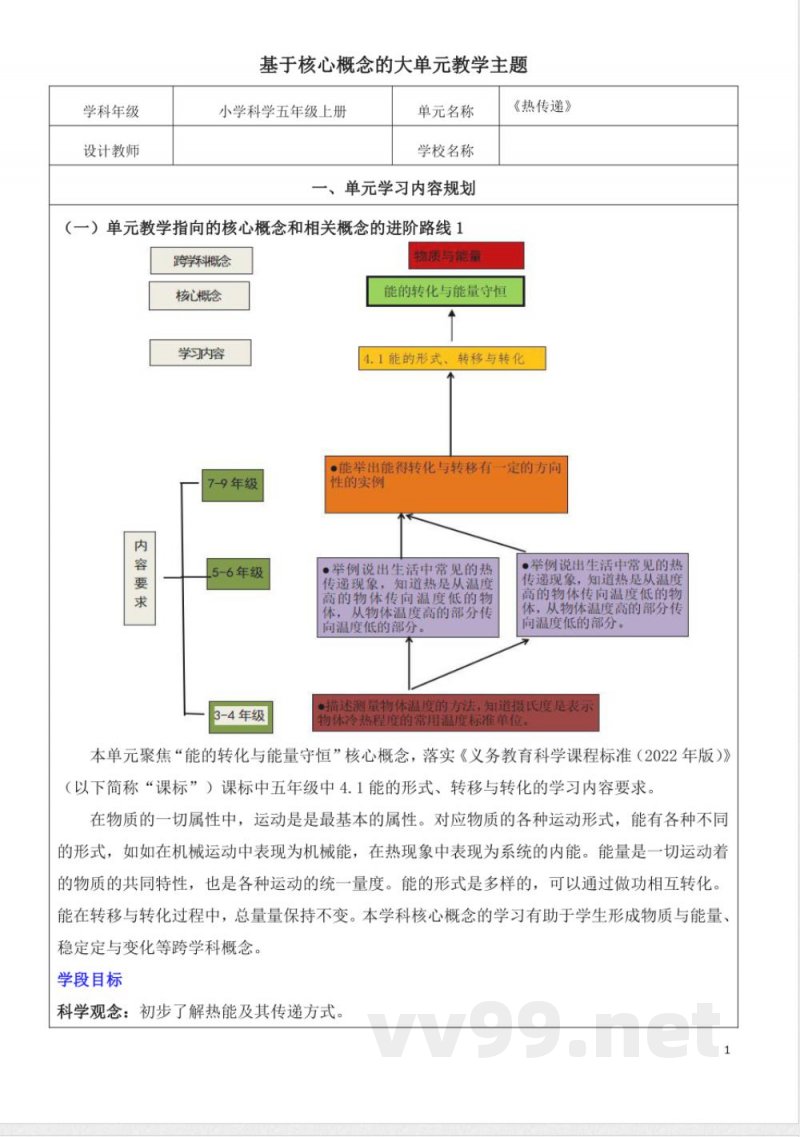 青岛版五年级科学上册第三单元热传递大单元教学设计