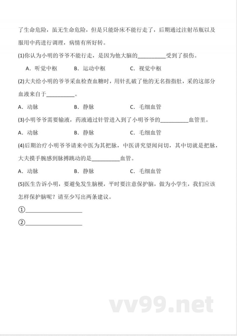1.3 保护脑 同步分层作业科学五年级下册(青岛版) 1.3 保护脑 同步分层作业科学五年级下册(青岛版)