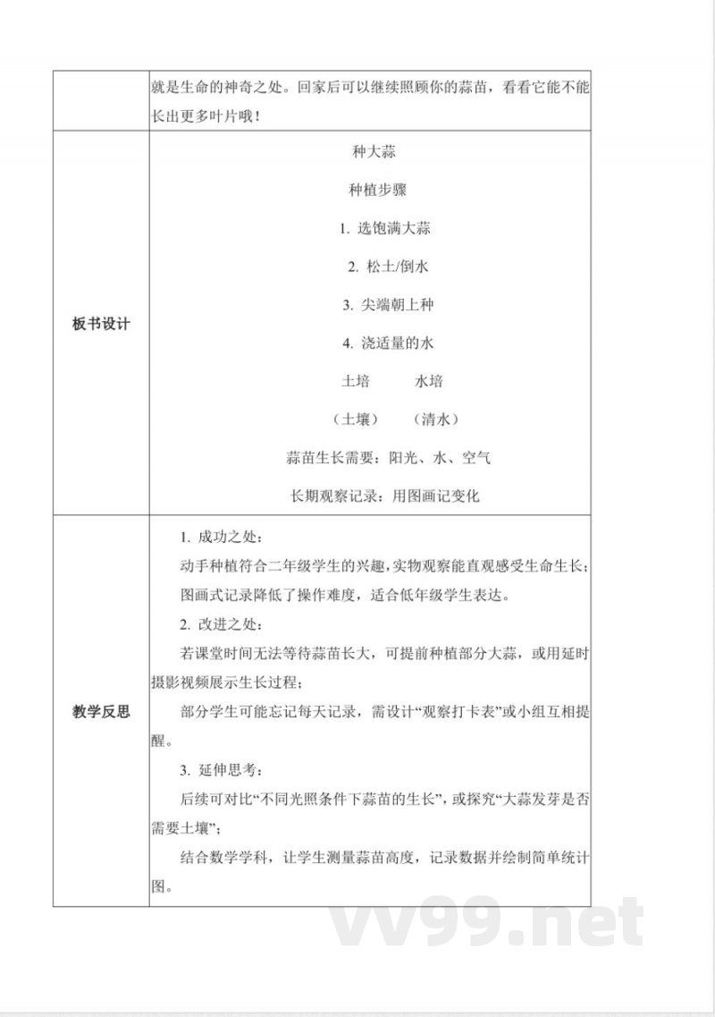 1.5 种大蒜(教学设计)科学青岛版二年级上册(新教材) 1.5 种大蒜(教学设计)科学青岛版二年级上册(新教材)