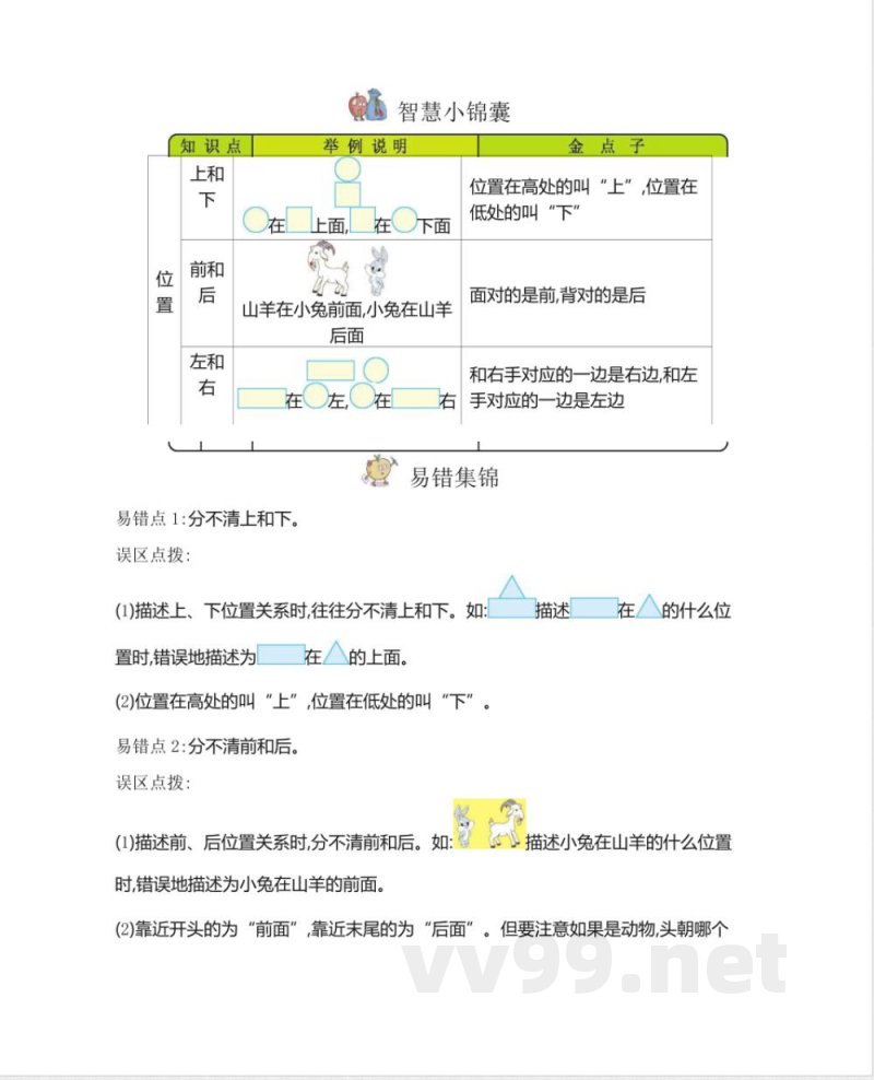 西师大版小学数学一年级下册知识复习 西师大版小学数学一年级下册知识复习