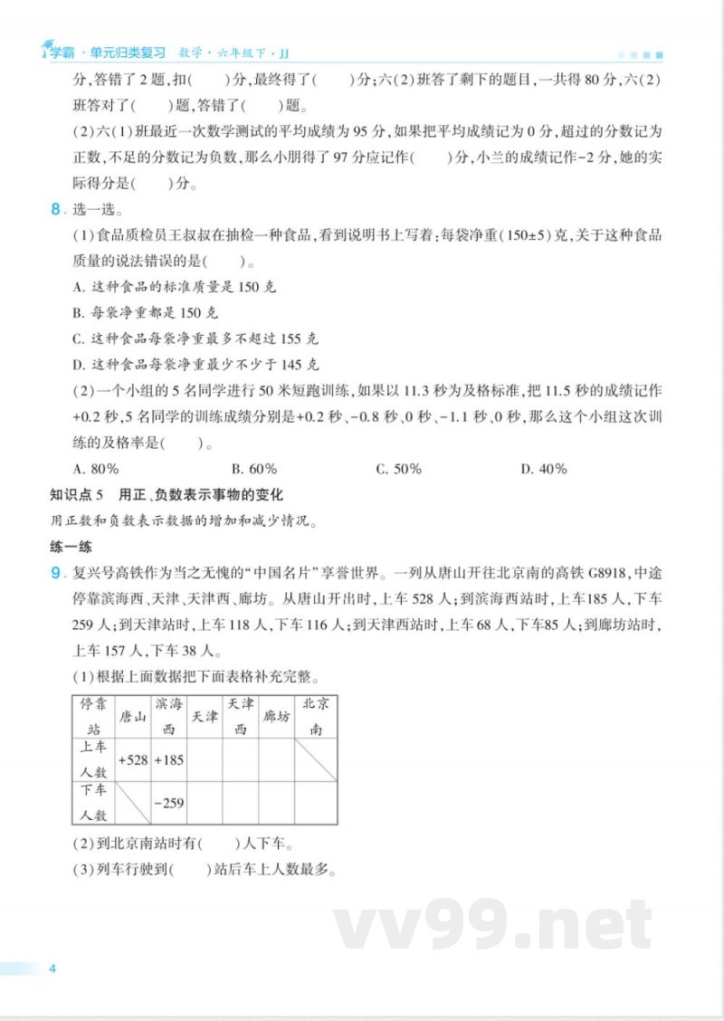 六年级冀教版数学下册期末单元归类复习(OCR)
