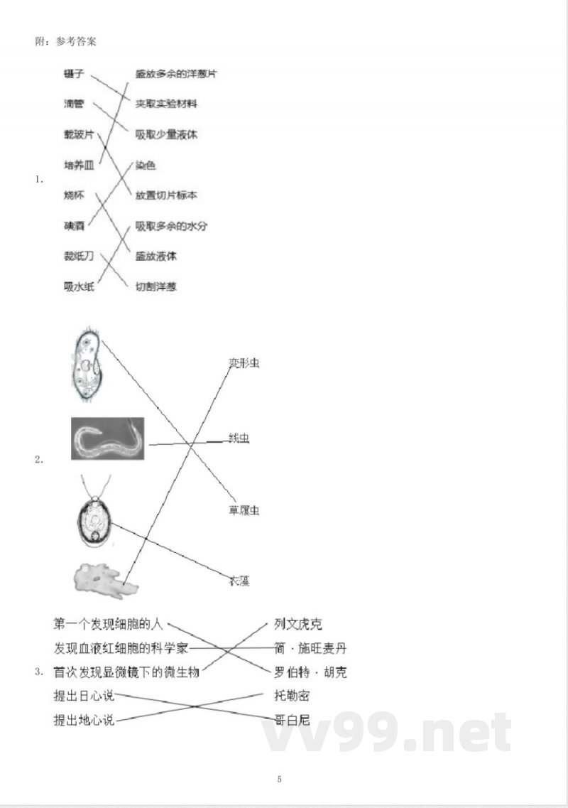 小学科学教科版六年级上册期末复习连线题专项练习(附参考答案)(2022秋 小学科学教科版六年级上册期末复习连线题专项练习(附参考答案)(2022秋