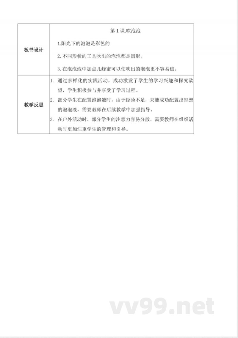 1.1 吹泡泡(教学设计)科学一年级上册青岛版2025 1.1 吹泡泡(教学设计)科学一年级上册青岛版2025