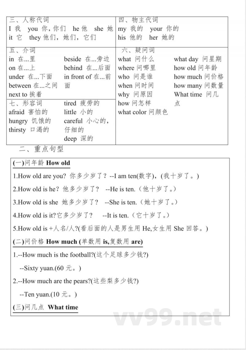小学英语接力版四年级下册期末复习