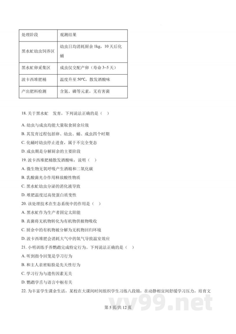 2025年湖南省长沙市麓山国际实验学校中考模拟生物试题五
