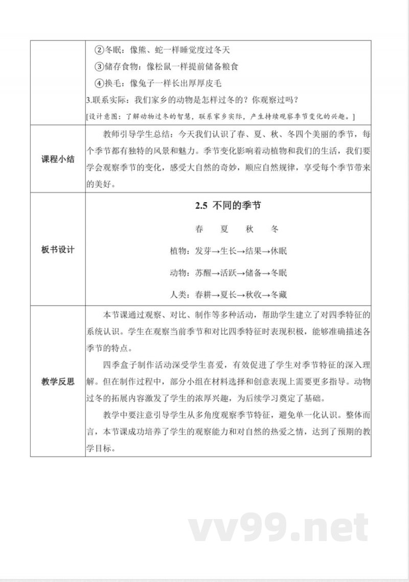 2.5 不同的季节(教学设计)科学教科版二年级上册2025 2.5 不同的季节(教学设计)科学教科版二年级上册2025