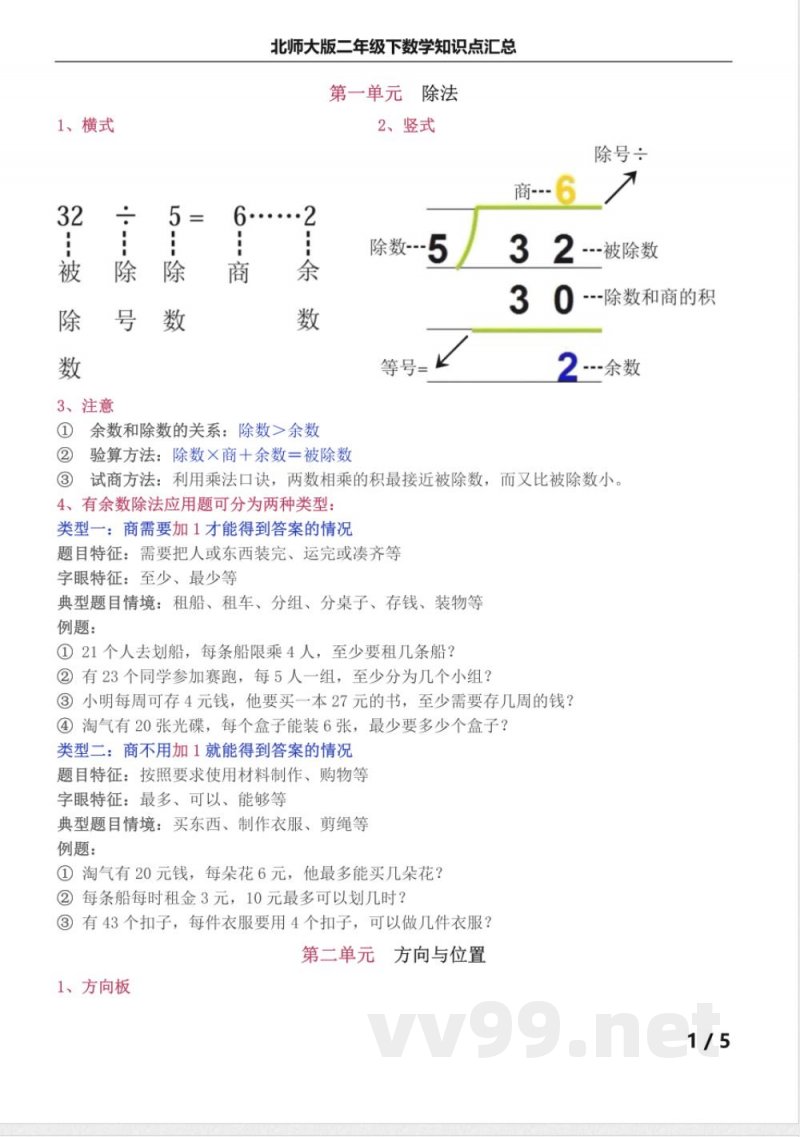 北师大版二年级下数学知识点汇总 北师大版二年级下数学知识点汇总