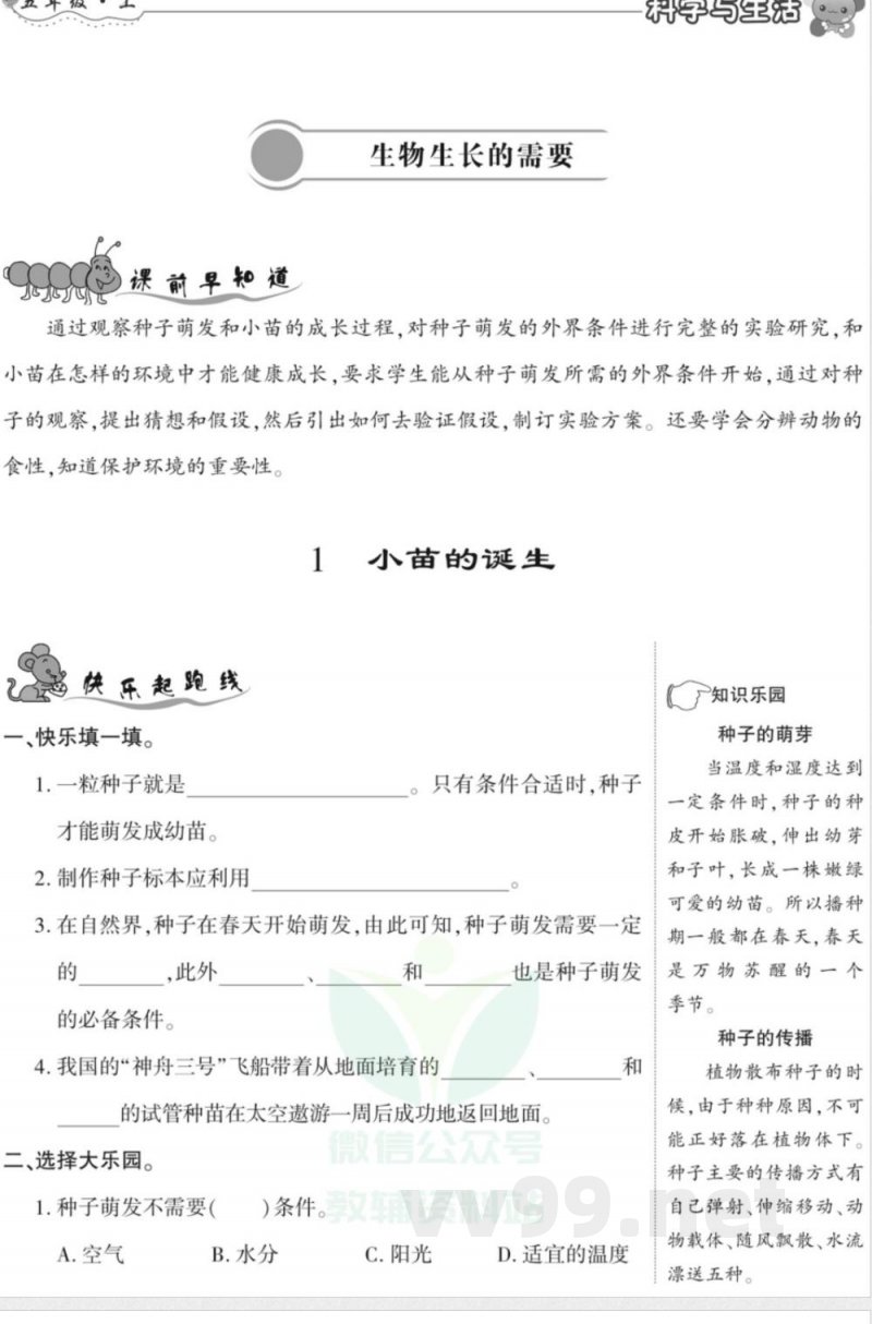 智能训练·科学五年级上册冀人版