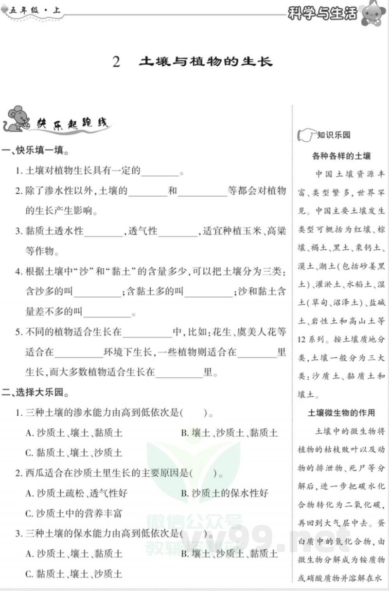 智能训练·科学五年级上册冀人版