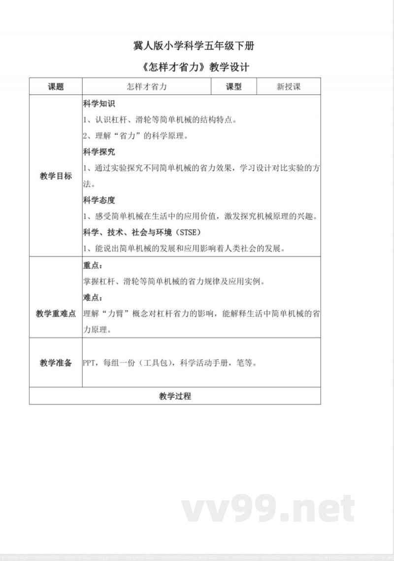 5.16 怎样才省力(教学设计)五年级科学下册 (冀人版) 5.16 怎样才省力(教学设计)五年级科学下册 (冀人版)