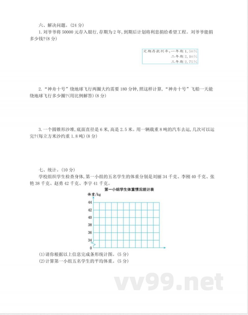 人教版数学六年级下册期末检测卷（2）