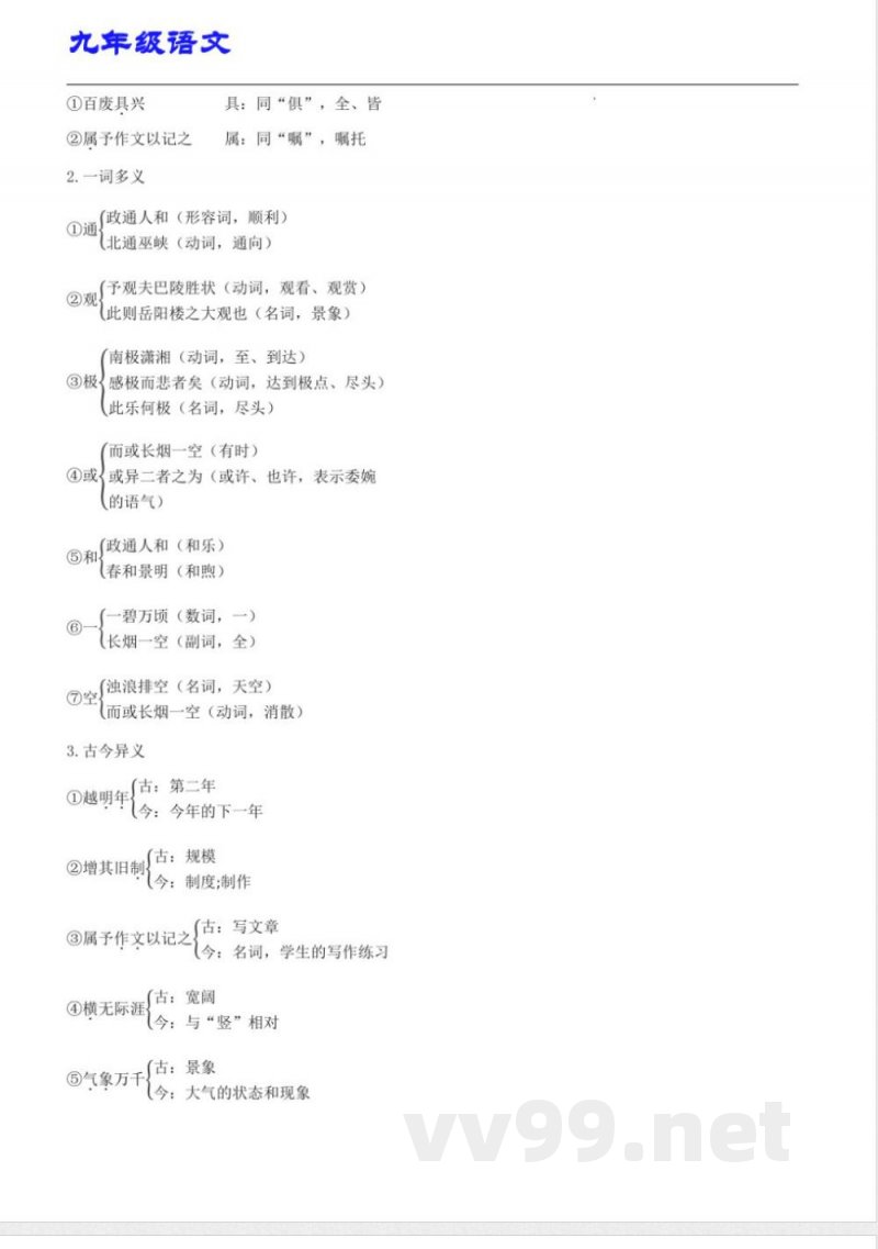 九年级(统编版)语文上册 第三单元速记清单 九年级(统编版)语文上册 第三单元速记清单