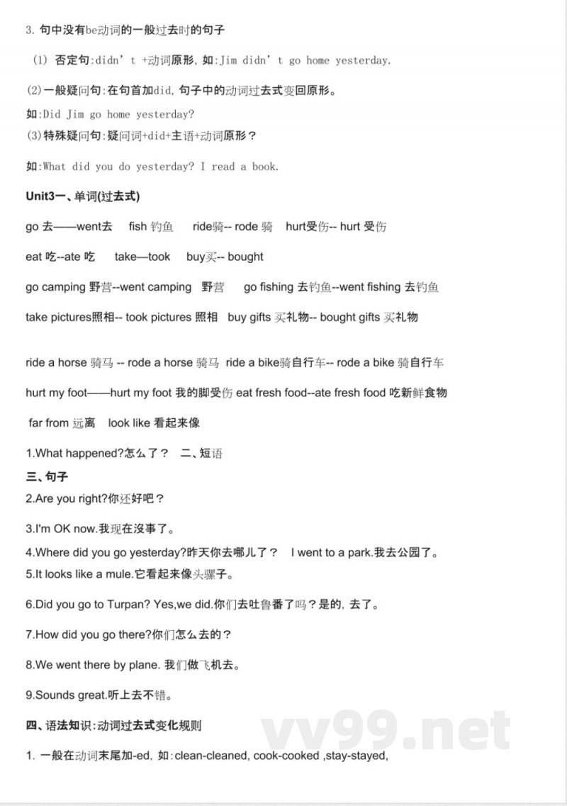 人教版小学六年级英语下册单元知识点