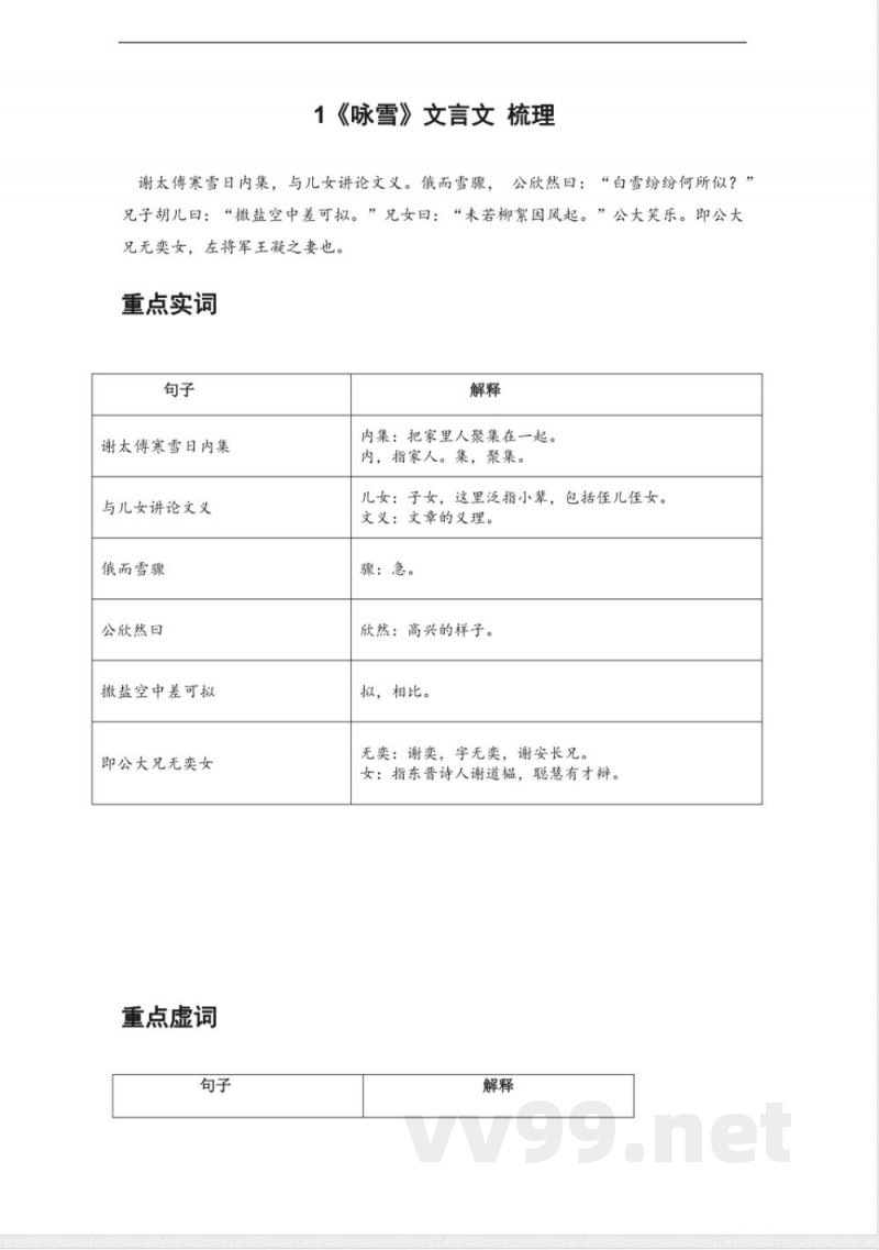 文言文知识点梳理(7篇)人教统编版(2024)七年级语文上册 文言文知识点梳理(7篇)人教统编版(2024)七年级语文上册