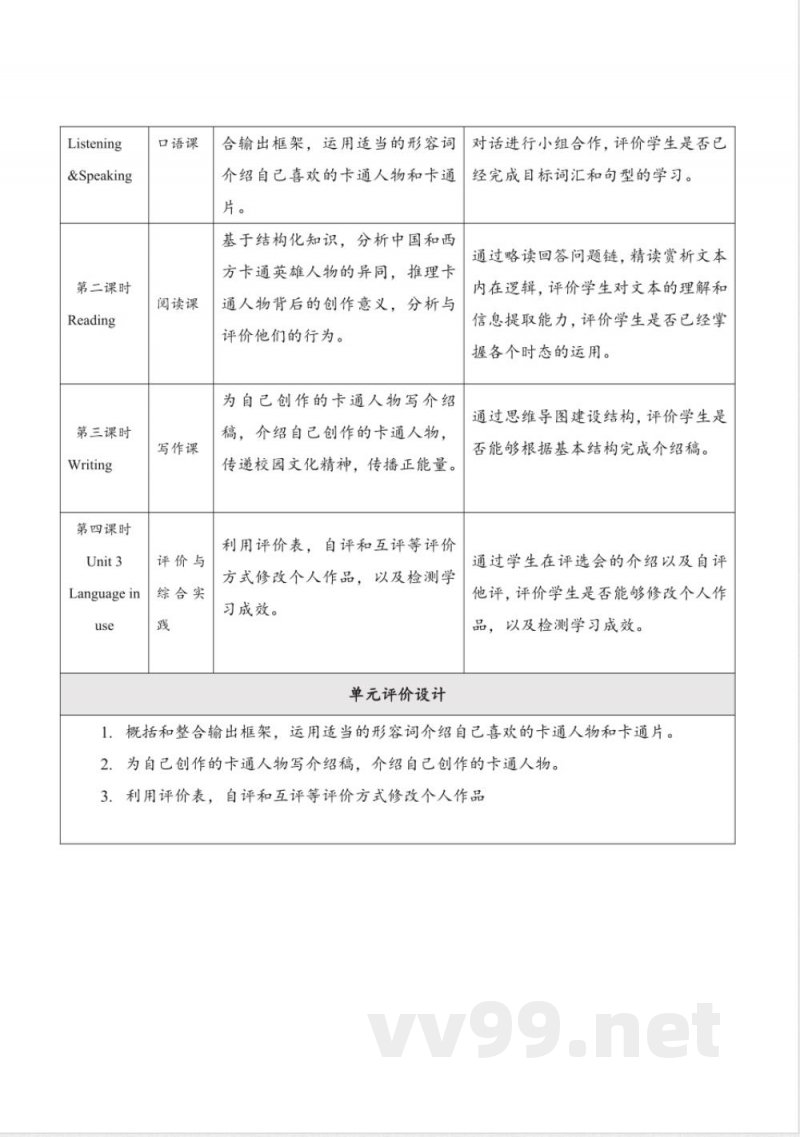 外研版英语八年级下册Module 5 Cartoons 大单元整体教学设计