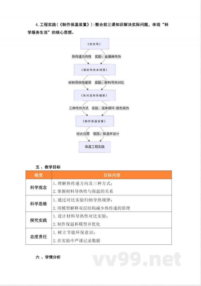 湘科版科学五年级上册第五单元《热的传递》大单元整体教学设计 湘科版科学五年级上册第五单元《热的传递》大单元整体教学设计