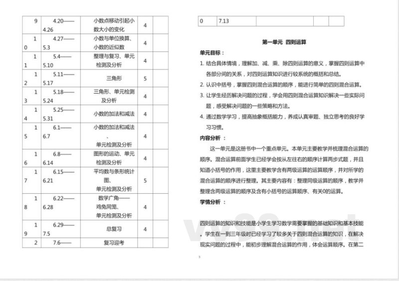 人教版四年级数学下册知识点全册教案 人教版四年级数学下册知识点全册教案
