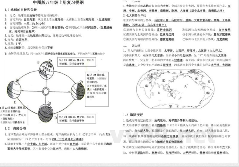 地理八年级上册考纲知识点 地理八年级上册考纲知识点