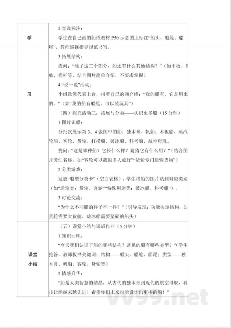 4.10 认识船(核心素养教学设计)科学人教鄂教版二年级上册2025 4.10 认识船(核心素养教学设计)科学人教鄂教版二年级上册2025