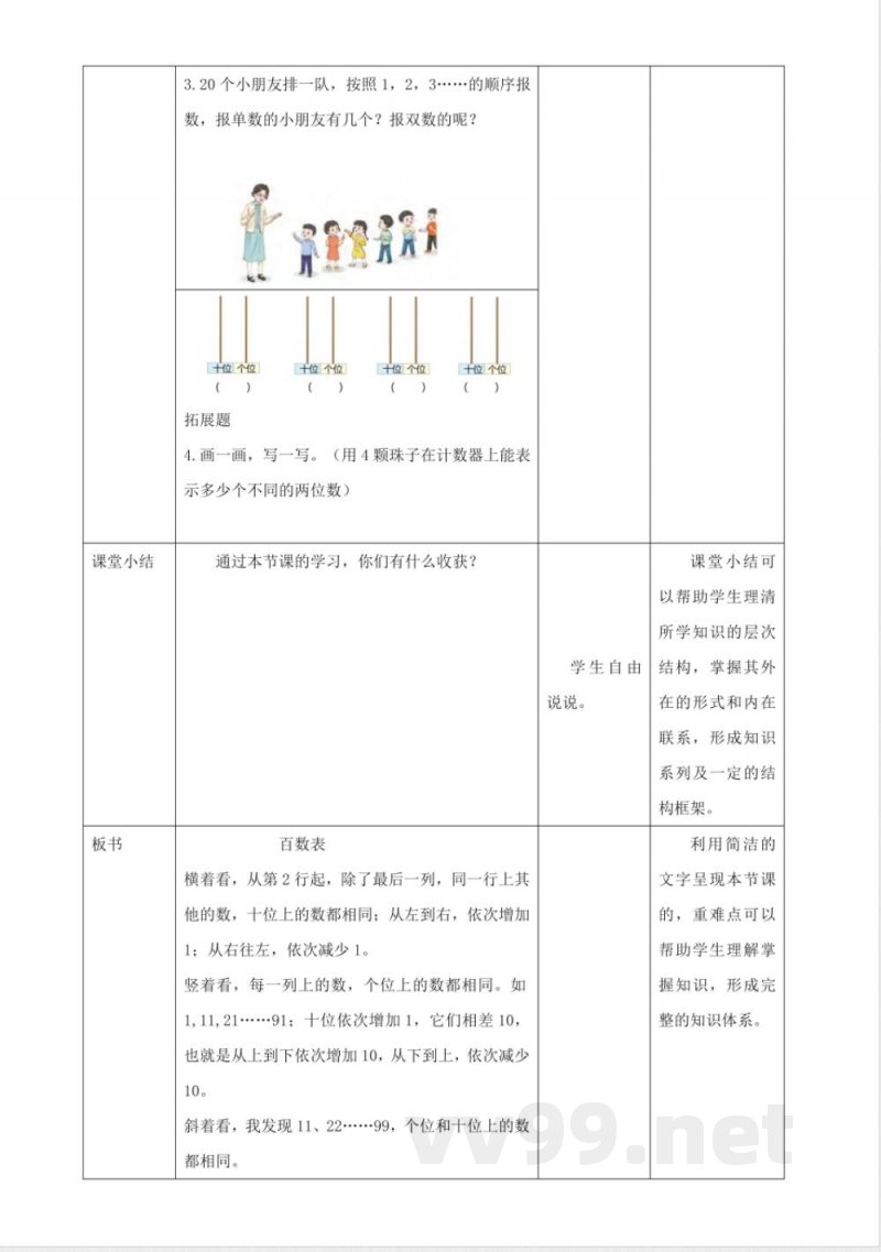 青岛版数学一年级下册2.4《百数表》(教案) 青岛版数学一年级下册2.4《百数表》(教案)