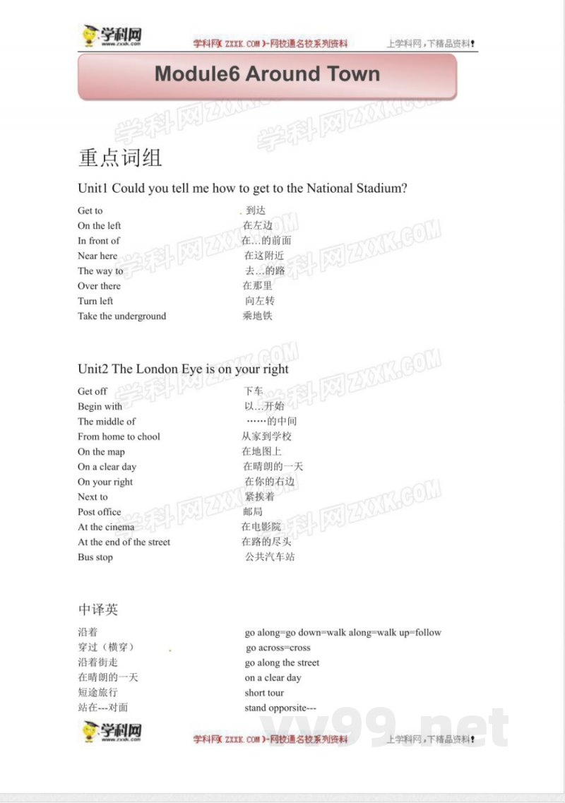 外研版英语七年级下册 Module6知识点 外研版英语七年级下册 Module6知识点