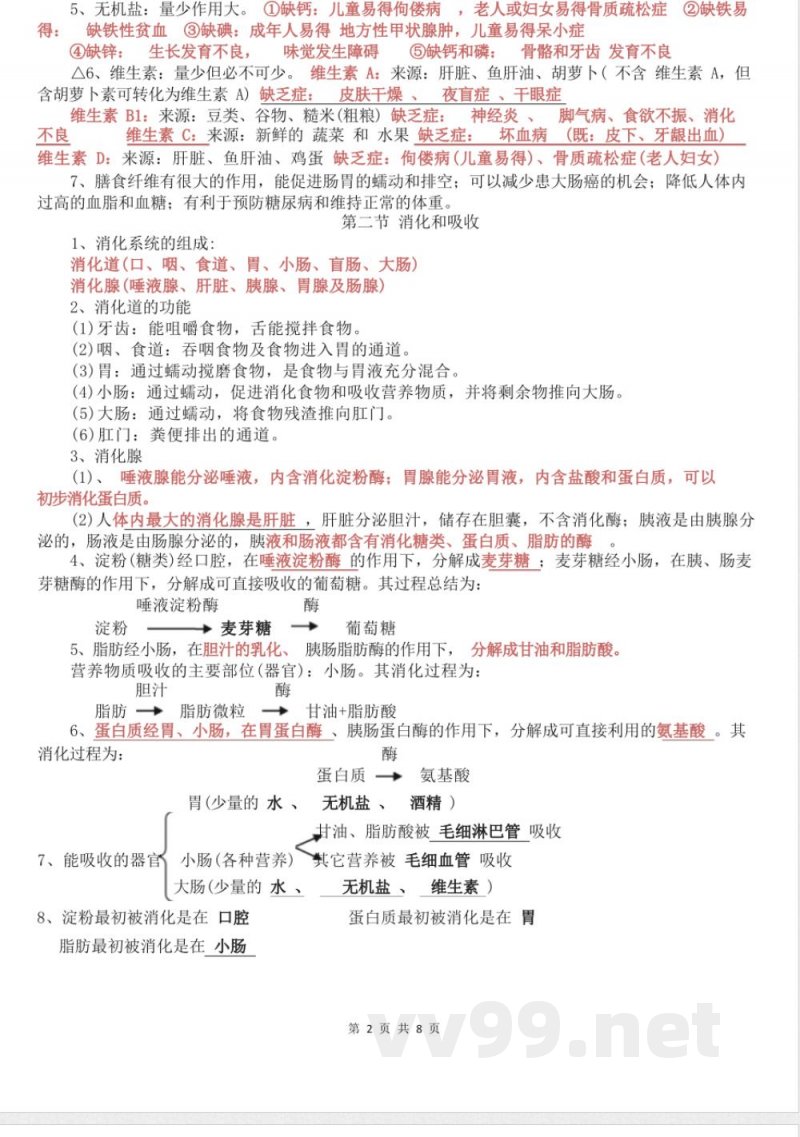 七年级下册生物知识点总结 七年级下册生物知识点总结