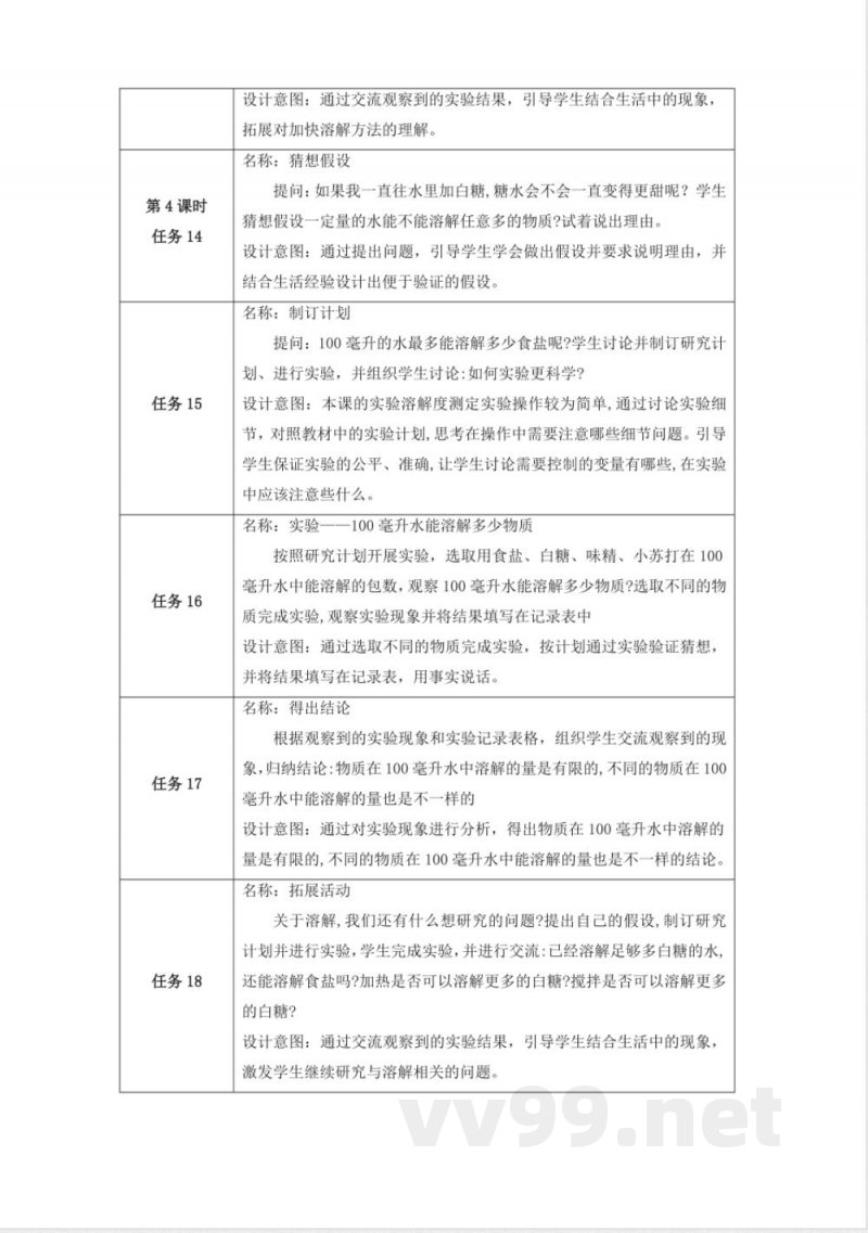 第三单元《溶解的秘密》单元整体设计 大象版科学三年级上册