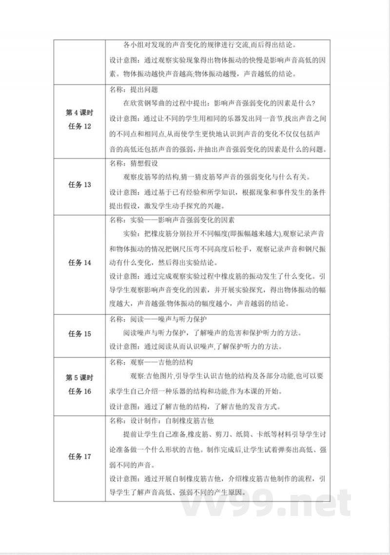 第五单元《奇妙的声音》单元整体设计 大象版科学三年级上册