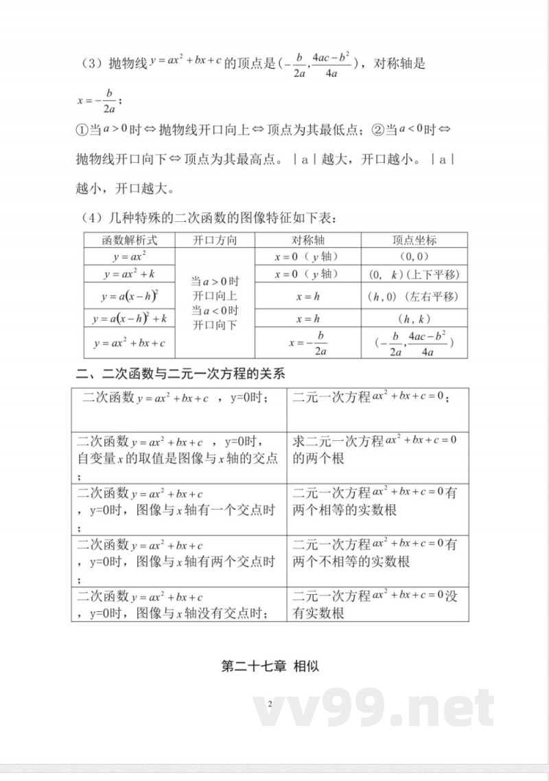 人教版九年级下册数学课本知识点归纳 人教版九年级下册数学课本知识点归纳