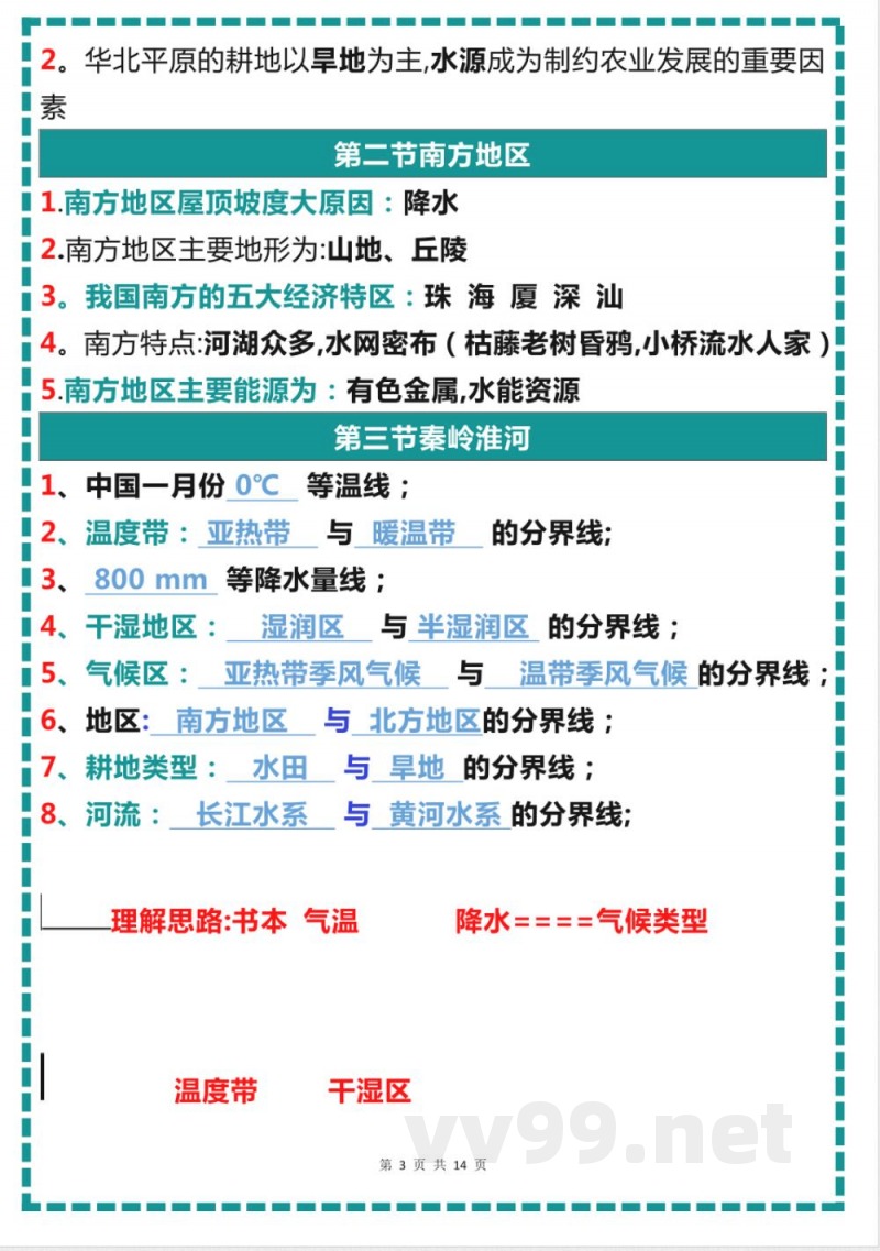 《粤教版》八年级地理下册知识要点汇总