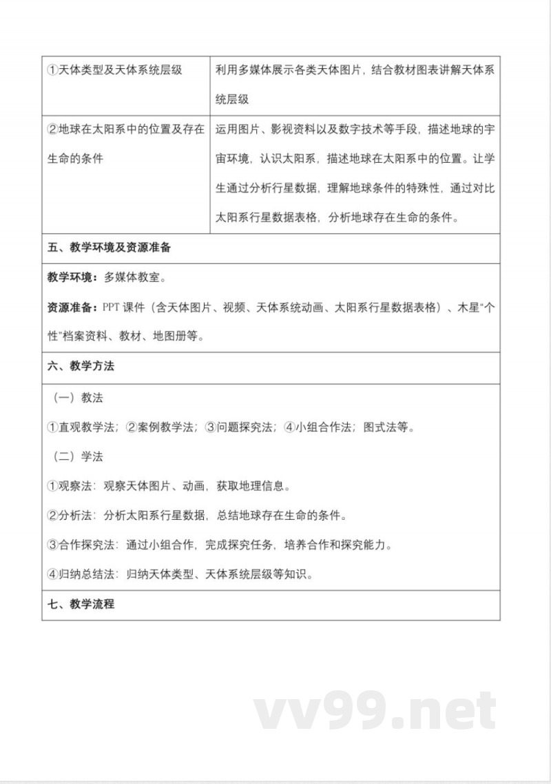 1.1地球的宇宙环境（教学设计）地理商务星球版2025七年级上册