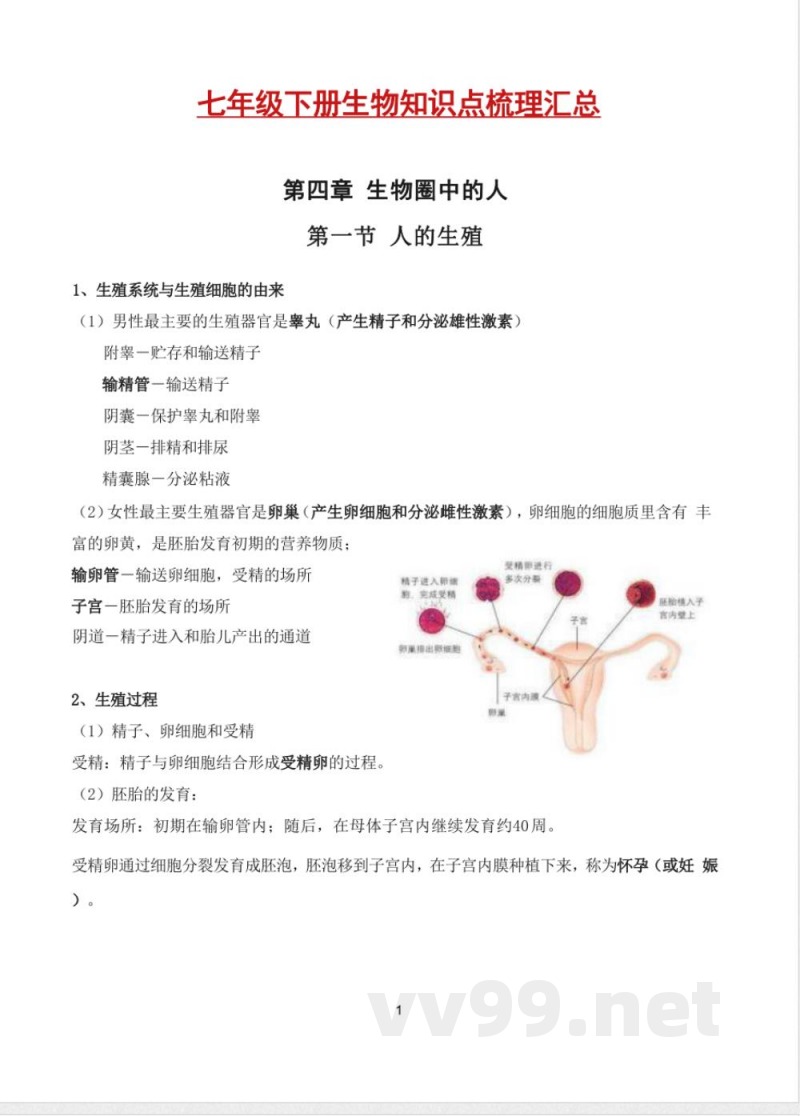 七年级下册生物知识点梳理汇总 七年级下册生物知识点梳理汇总
