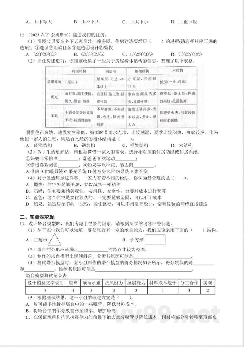 教科版科学六年级下册全册单元综合实验特训 教科版科学六年级下册全册单元综合实验特训