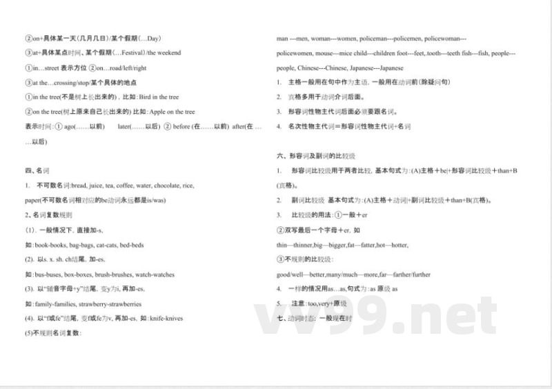 小学英语人教精通版六年级上册重点归纳