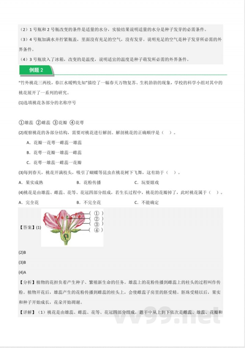 第四单元 植物的繁殖（知识清单）三年级科学下册（青岛版）