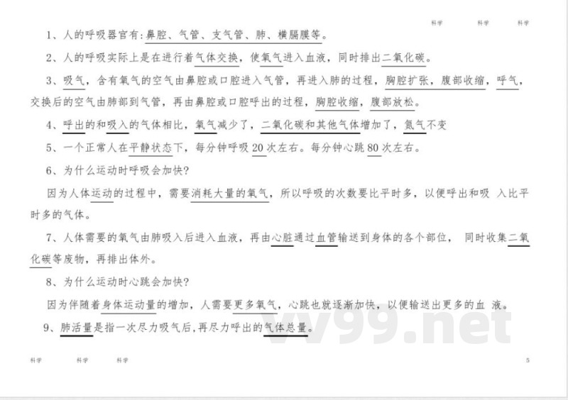 科学四年级上册知识点