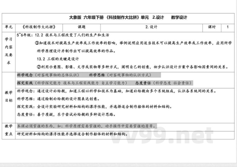 5.2《设计》 教学设计 大象版科学六年级下册 5.2《设计》 教学设计 大象版科学六年级下册